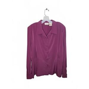 Christie & Jill Women's Button-Up Blouse - Tall/Large, Burgundy vintage 80's